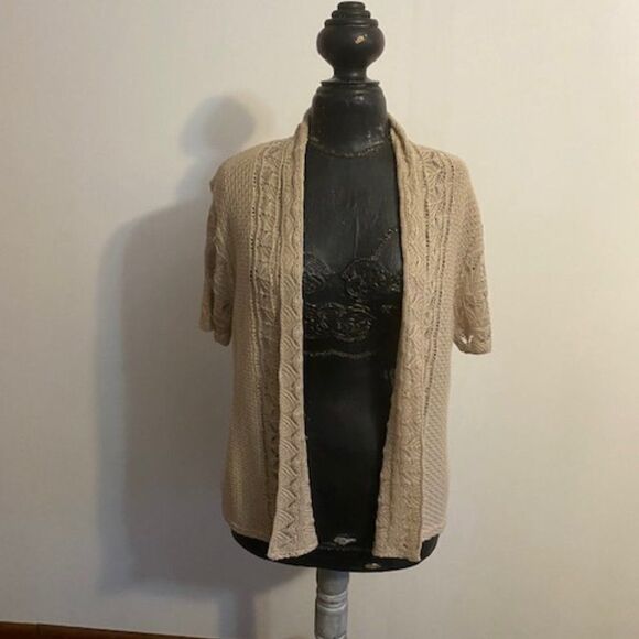 Sunny Leigh Tan knit open cardigan, size L - Picture 1 of 3